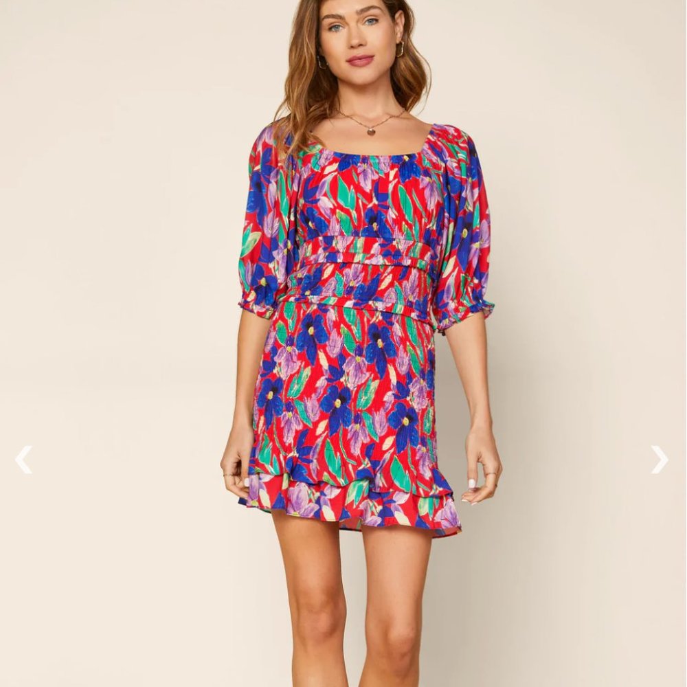 SKIES ARE BLUE | Caroline Floral Smocked Dress (Size S)